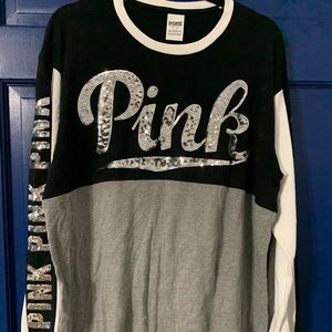 Color block top with sequins